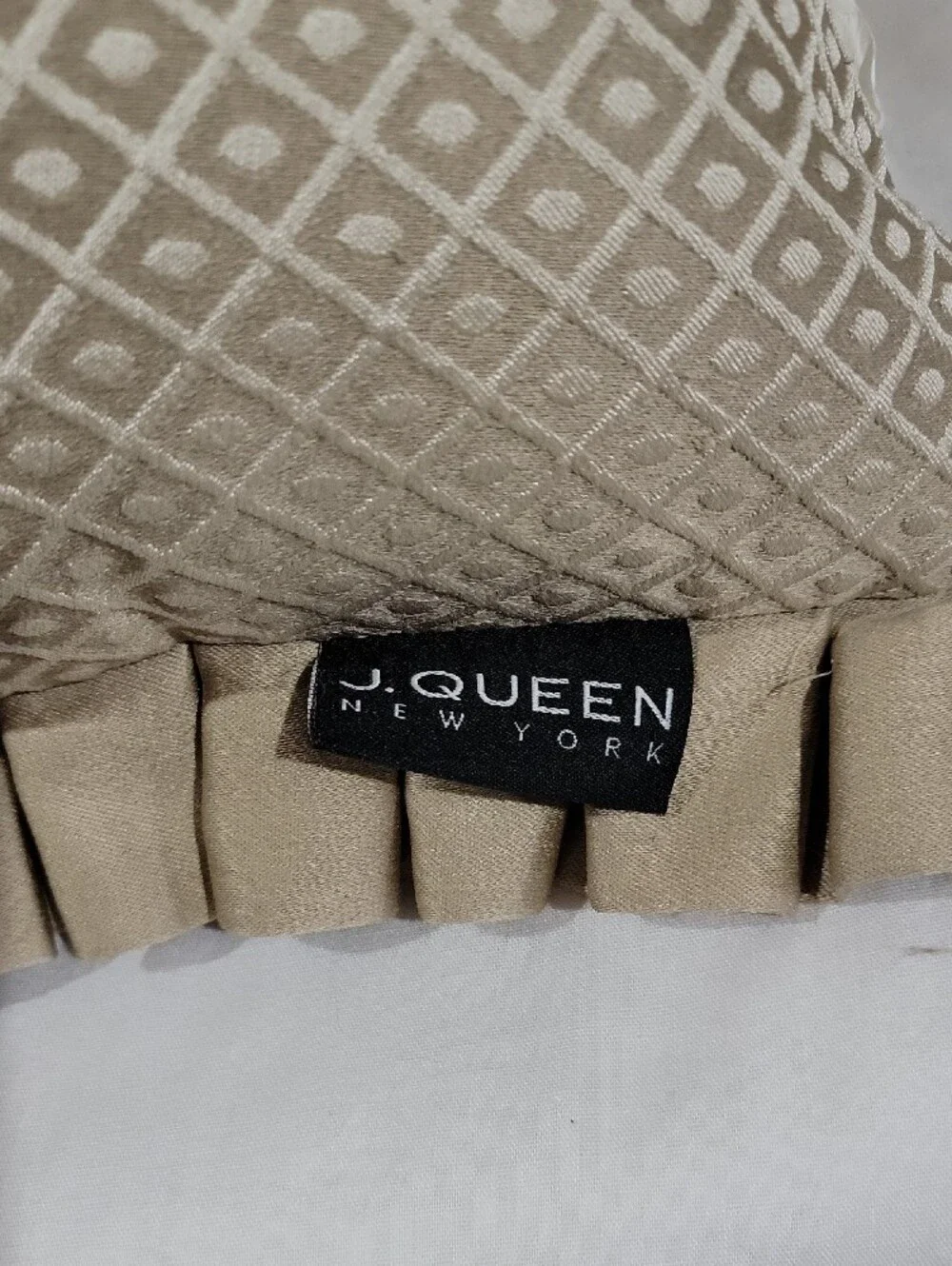 Decorative Damask Accent Pillow in Cream and Tan -